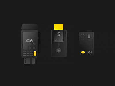 C6 Bank Mini Illustration bank black fintech icons illustration ui