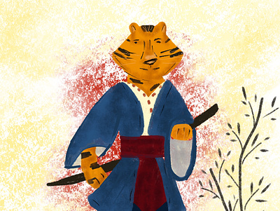 tiger samurai illustration детская иллюстрация книжная иллюстрация