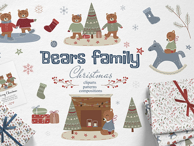 The bear family Christmas. Winter time.