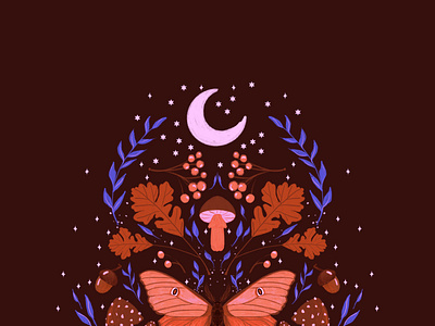 Magical moth in autumn night