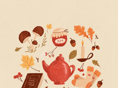 Cozy autumn essentials illustration