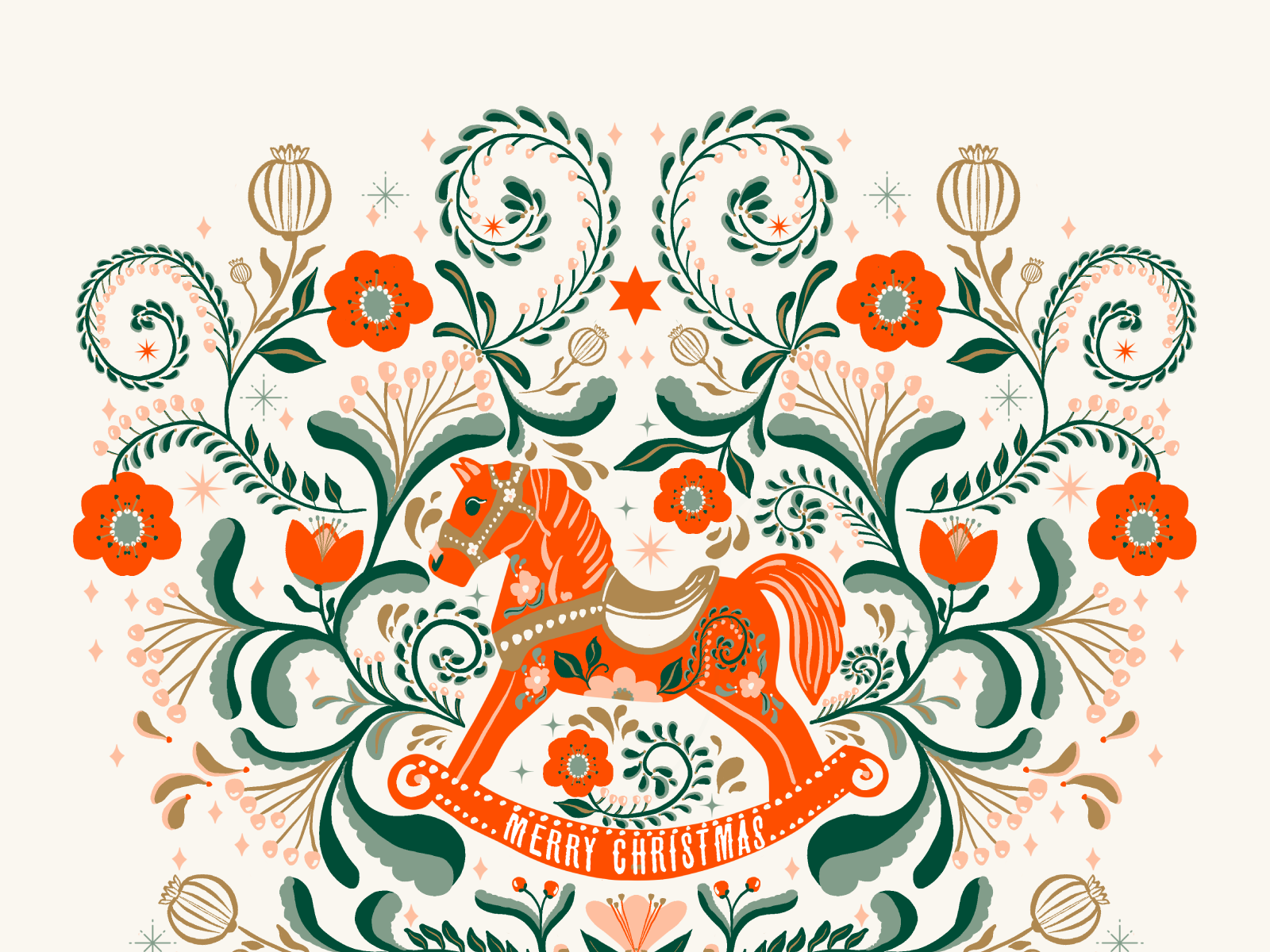 Nordic Christmas rocking horse illustration by Agnė Kubilienė on Dribbble