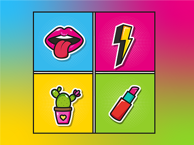 Pop Art Stickers adobe illustrator cute pop art stickers design graphic design illustration pop art stickers ui vector