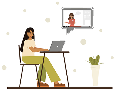 Girl working on a computer adobe illustrator graphic design