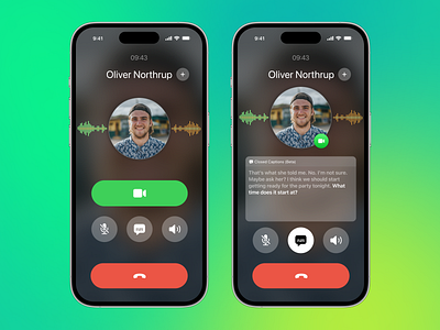 Closed Captions for iOS app apple call call screen closed captions design facetime ios iphone phone ui ux