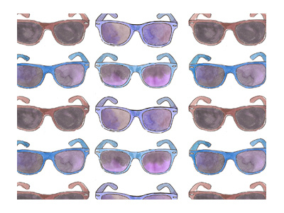 Sunglasses Pattern blue illustration ink micron paint pattern red summer sunglasses watercolor