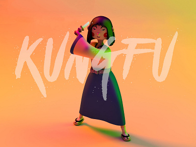 KONGFU ❤️ 3d art c4d character cinema4d design girl graphic illustration warrior woman