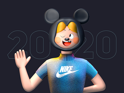 Hello 2020 3d 3d art branding c4d character chinese cinema4d design new year