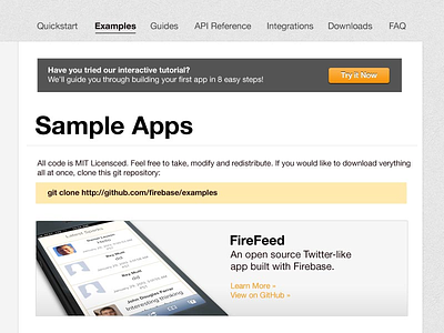 Sample Apps Page Firebase