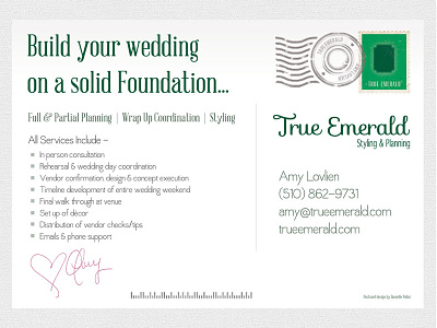 Postcard design for True Emerald
