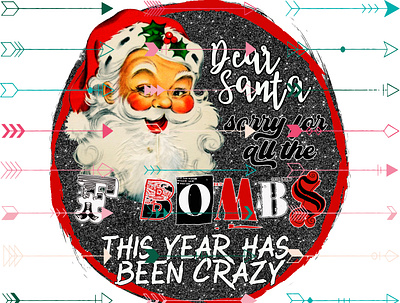 Dear Santa buffalo christmas design dtg f bomb illustration png santa screen print