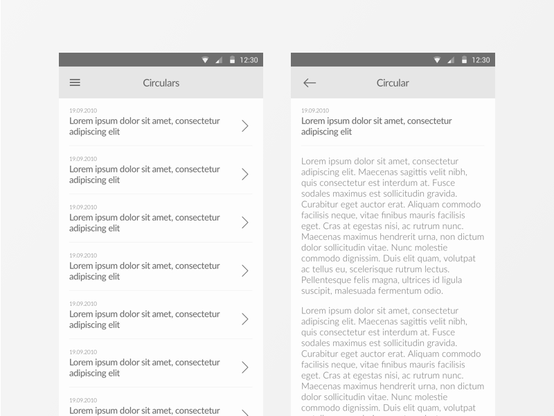 Circulars Listing & Detailed Screens (CA Planner Android App)