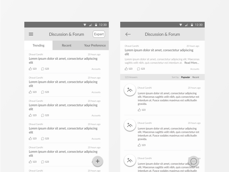 Discussion & Forum (CA Planner Android App) by Dhaval S. Gandhi on Dribbble