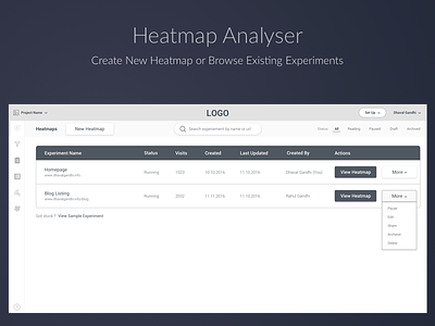 Heatmap Analyser: Create New Heatmap or Explore Expriments
