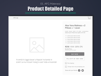 AFG Materassi - Product Landing Page best buying journey deatiled page design designer ecommerce india purchase journey user experience ux web wireframes