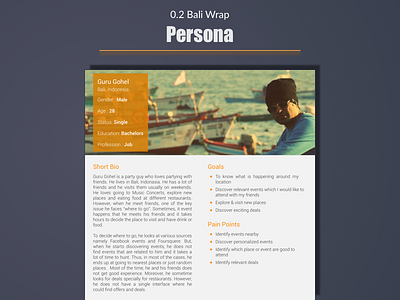 Bali Wrap - Persona best design events mobile persona portfolio sample template user experience ux