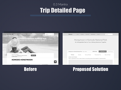 Mantra - Trip Detailed Page - Before and After best design designer expert india portfolio top ui user experience ux web wireframe