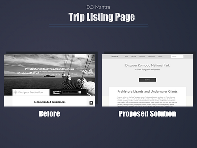 Mantra - Trip Detailed Page - Before and After best design designer expert india portfolio top ui user experience ux web wireframe