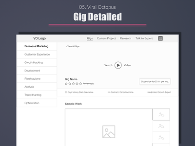 Viral Octopus - Gig Detailed Page best design designer expert india portfolio top ui user experience ux web wireframe