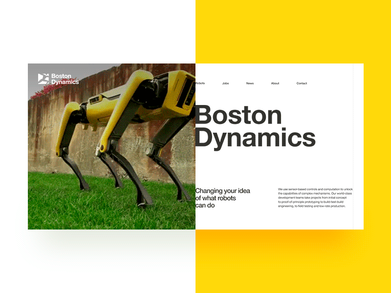 Boston Dynamics Redesign Concept animation bostondynamics gif helvetica interaction motion redesign robots ui ux webdesign webdevelopment