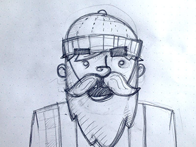 Sketch beard hat man sketch