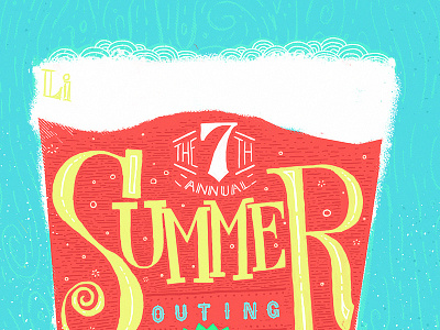 WIP Outing Poster beer drinks hand drawn type poster summer