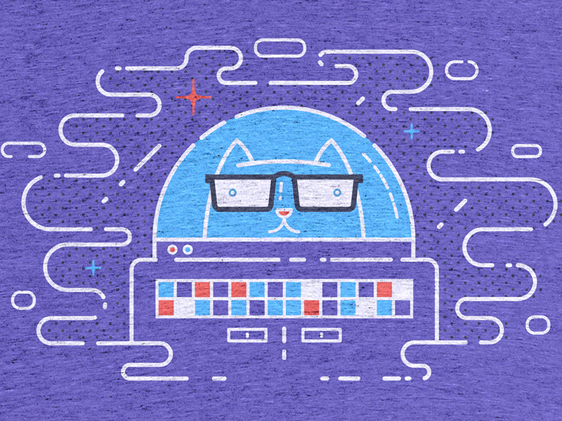 Space Cat t-shirt 9 lives cat cotton bureau design glasses illustration meow space t shirt