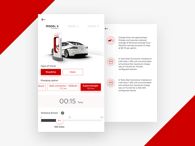 Tesla charge estimator App concept