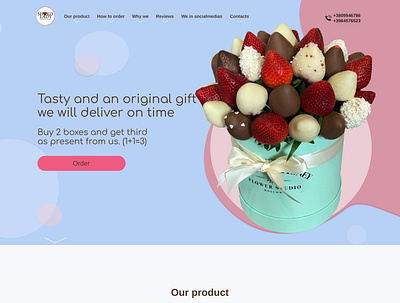 Landingpage for Strawberry shop design e commerce figma lan landing ui