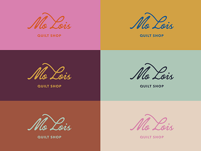 Mo Lois Quilt Shop branding colorful design identity illinois logo logo design mint modern pink quilt quilting shop stitching textiles typogaphy yellow