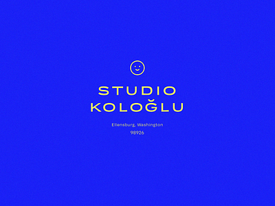 Studio Kologlu blue brand design branding design happy happy face identity logo logo design neon smile smiley face studio turkish typogaphy yellow