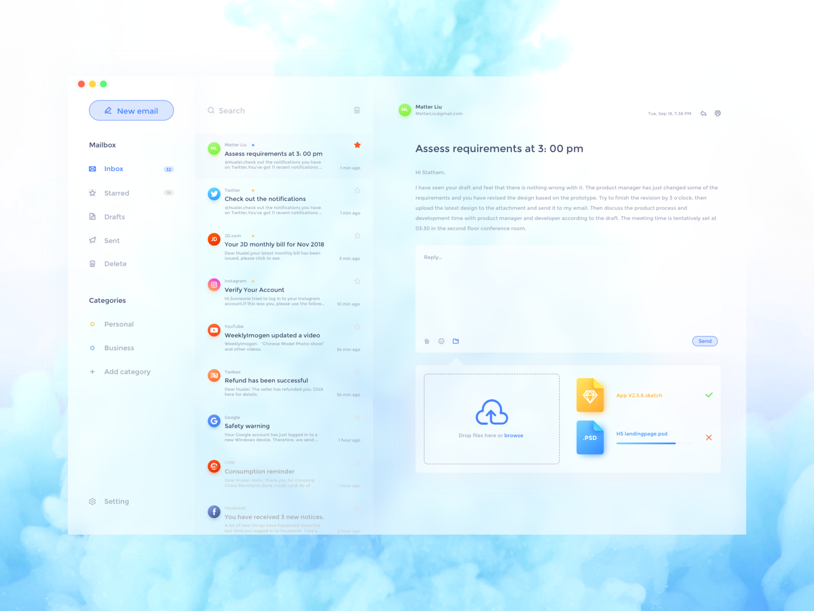 Email by Hualei on Dribbble