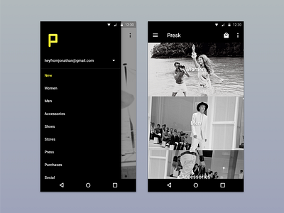 Presk - Fashion App concept android app fashion material