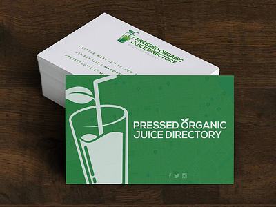 Business Cards - Pressed Organic Juice Directory branding business card business card design design identity juice juice bar logo promotional design