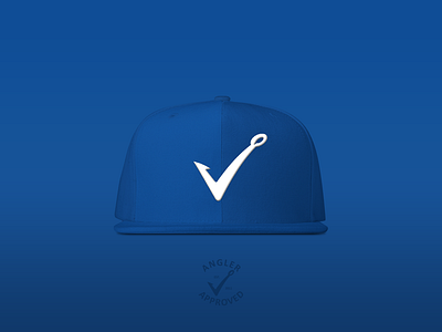 Angler Approved Blue Cap angler baseball cap baseball hat branding branding design cap fish fishing identity logo logo design