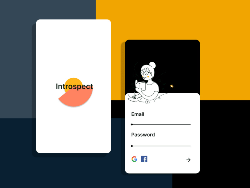 Introspect animation app branding design diary flat graphic design icon illustration logo minimal typography ui ux vector web website