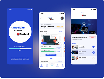 Online Learning App-AkuBelajar bersama Skilvul design illustration typography ui ux vector