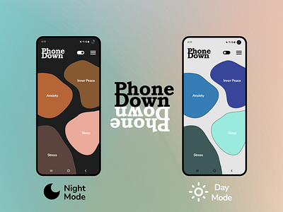 PhoneDown blob dark mode design relax sleep toggle ui
