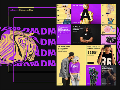 Adman — Glamorous Blog design menu modern navigation site theme ui ux violet web webdesign yellow