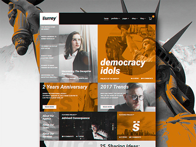 Surrey — Business Template design menu modern navigation orange site theme ui ux violet web webdesign