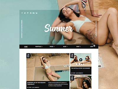 Sunmer — Creative Blog black design menu modern navigation pink site theme ui ux web webdesign