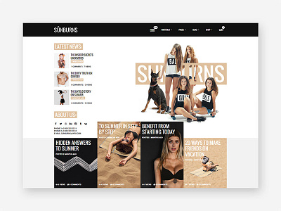 Sunburns — Creative Blog black design menu modern navigation site theme ui ux web webdesign website