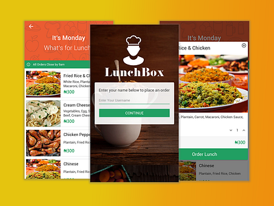 Lunch App detail page food app list page mobile popup