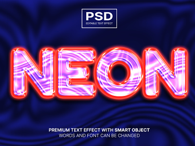 Neon Psd editable text effect colorfull cute editable text effect lettering modern font neon orange psd typhography