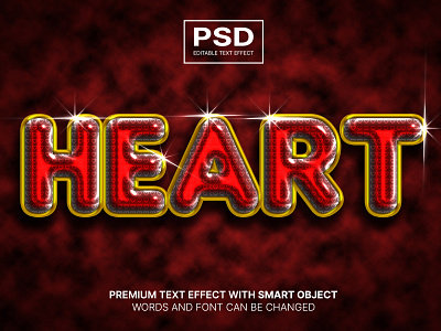 Heart PSD editable text effect addons editable text effect free font heart lettering love modern font psd red text logo typhography valentine