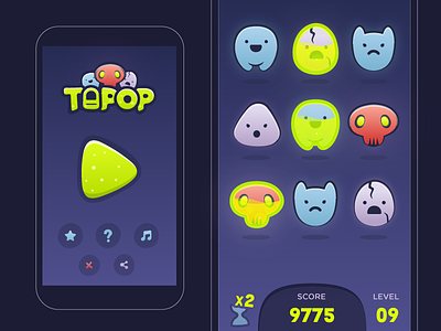 Tapop (Tap + Pop) Game UI design alien branding game game art game logo illustration mobile game ui vector