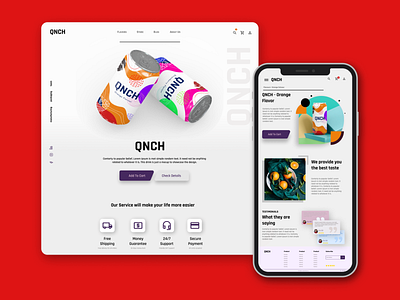 QNCH - Landing page and Package design app design branding can colorful e commerce graphic design mobile design packaging product design ui web design