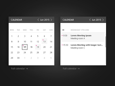 Rb Calendar component intranet rb tile ui widget