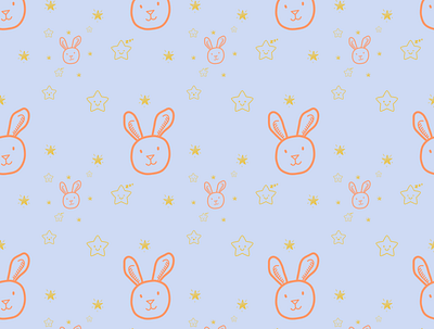 Bunny Star Cute Seamless branding bunny design illustration kids pattern star