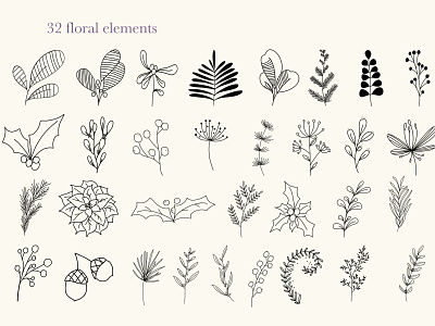 Christmas foral doodles christmas foral doodles floral botanical